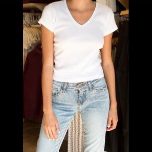 brandy melville v-neck white ashlyn top
